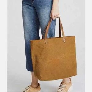 MADEWELL The Canvas Transport Tote Shopper Bag Leather Top Handle Acorn